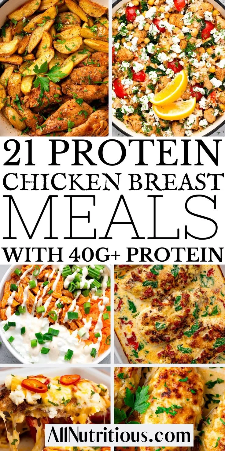 High protein chicken breast meals with over 40g of protein each.