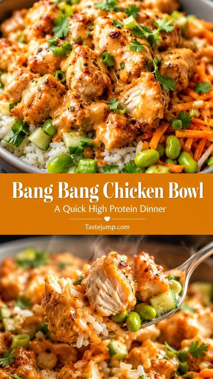 Healthy Bang Bang Chicken Bowl for a quick high-protein dinner