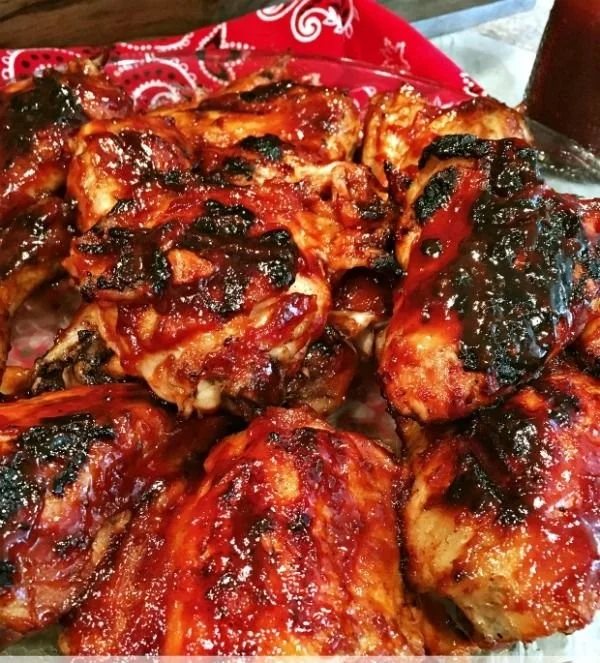 Cherry Dr Pepper BBQ Chicken grilled to perfection with caramelized sauce.