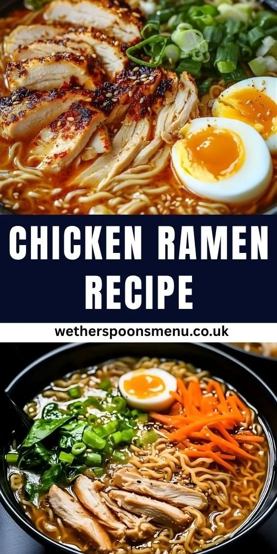 Delicious homemade Chicken Ramen dish in a bowl with fresh toppings.