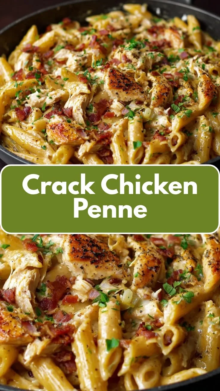 Crack Chicken Penne - creamy chicken bacon cheddar pasta dish