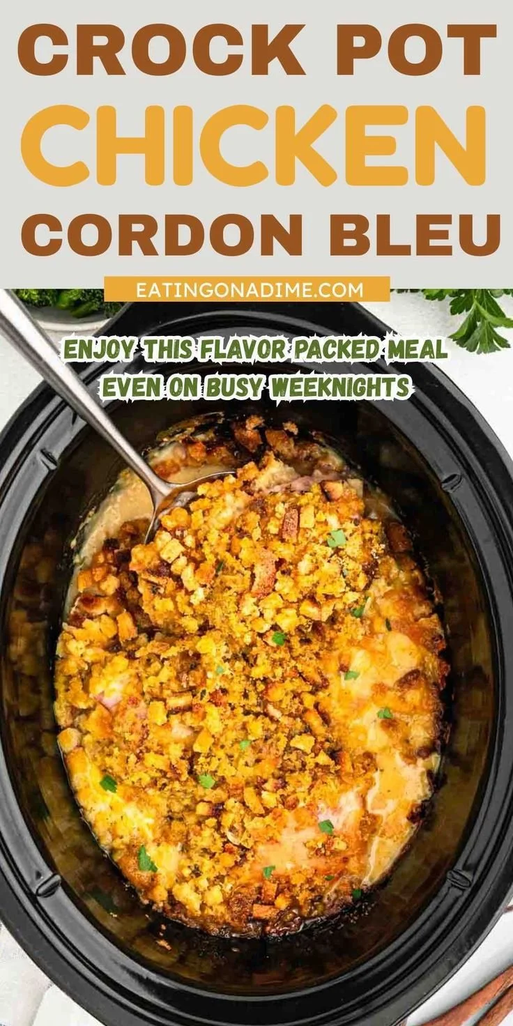 Crock Pot Chicken Cordon Bleu Casserole served in a bowl