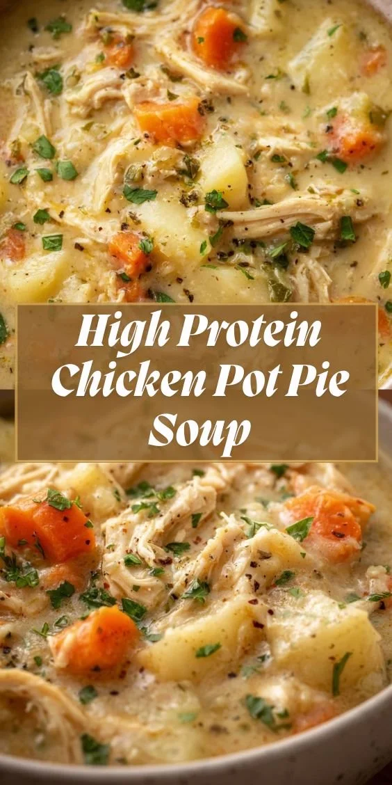 Bowl of high protein chicken soup with vegetables for a healthy meal