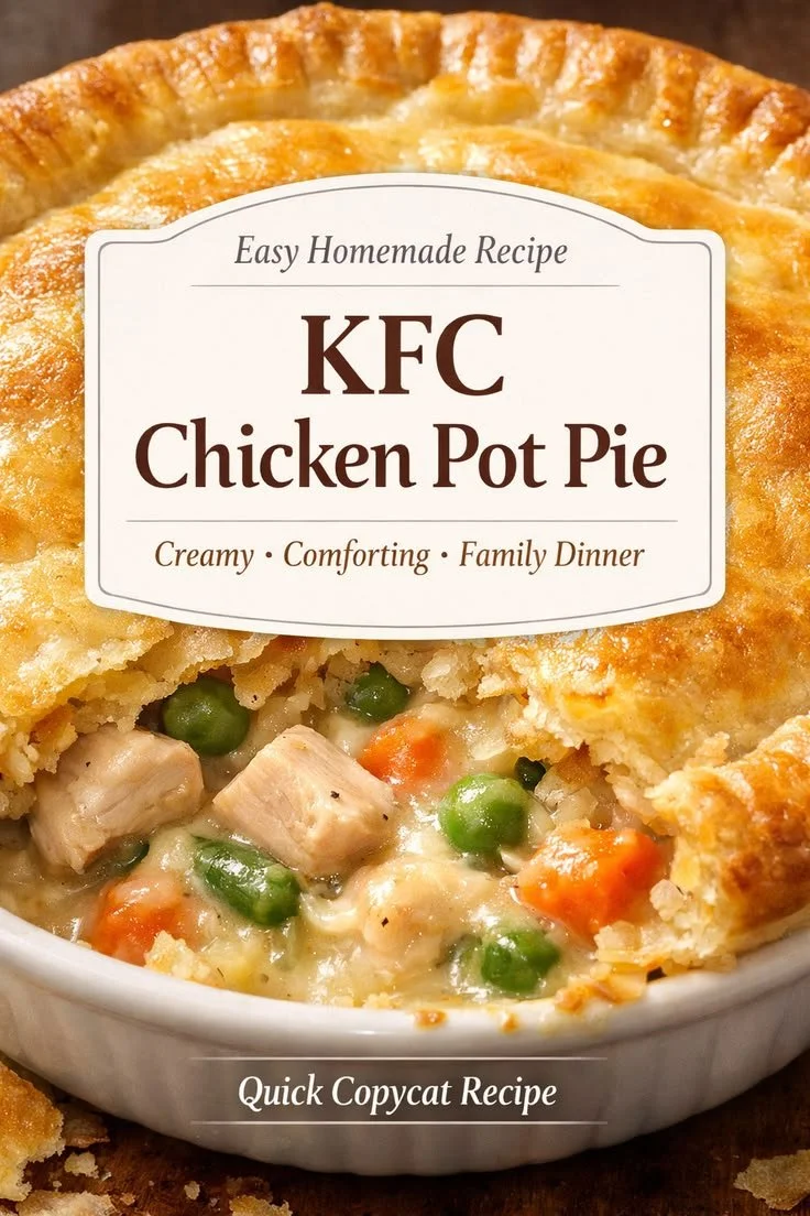 Delicious homemade KFC Chicken Pot Pie with flaky crust and savory filling.