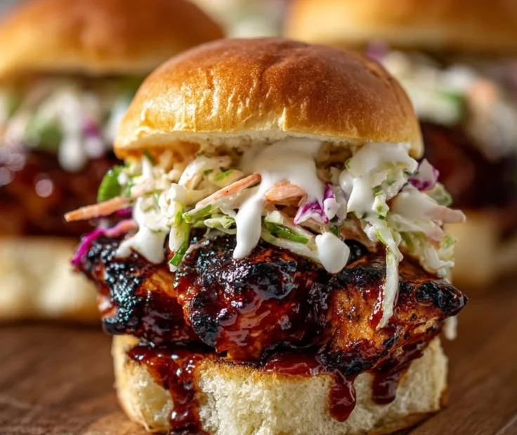 Delicious Honey Chipotle Garlic Chicken Sliders served on a platter