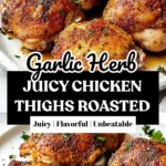 Oven-roasted chicken thighs seasoned with garlic powder on a plate