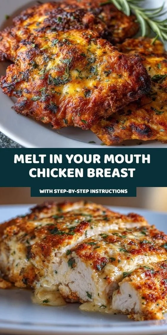 Melt in your mouth chicken served on a plate, golden and juicy