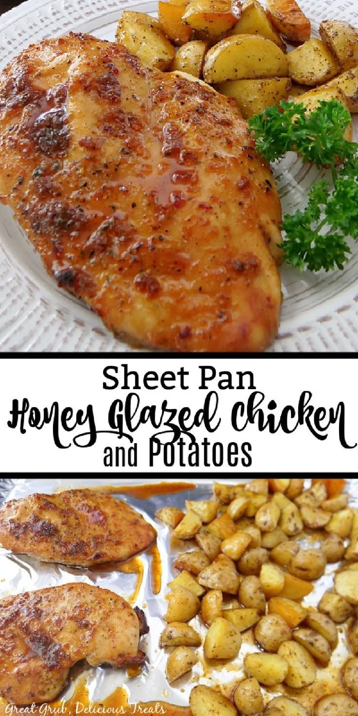 Delicious sheet pan chicken and potatoes ready to serve