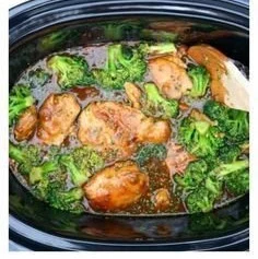 Slow Cooker Honey Garlic Chicken served with rice on a plate