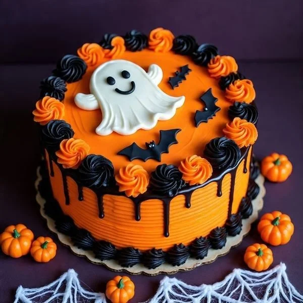 Spooky Halloween cakes with chocolate drip and creative designs for Halloween celebrations.