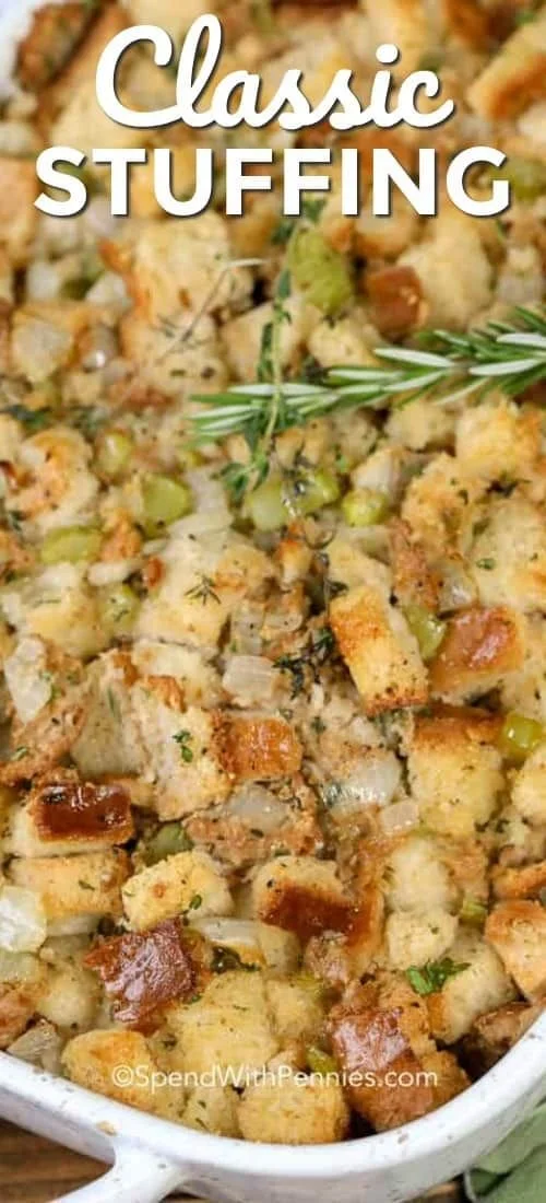 Classic Thanksgiving stuffing recipe with vegetable options and turkey dressing
