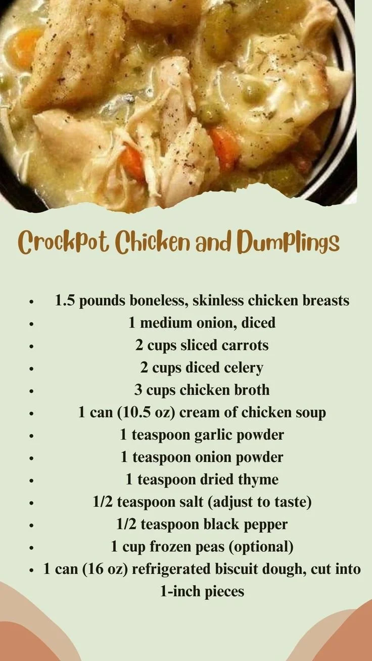 Crockpot Chicken and Dumplings in a bowl garnished with herbs