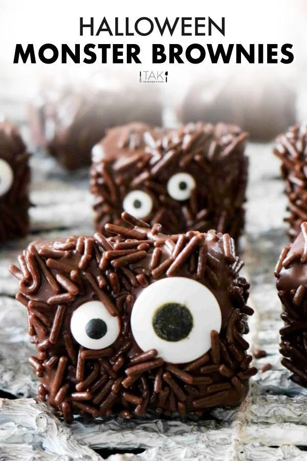 Easy Halloween brownies shaped like monsters for festive celebrations.