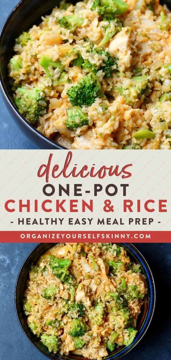 Healthy one-pot chicken and rice meal prep dinner dish