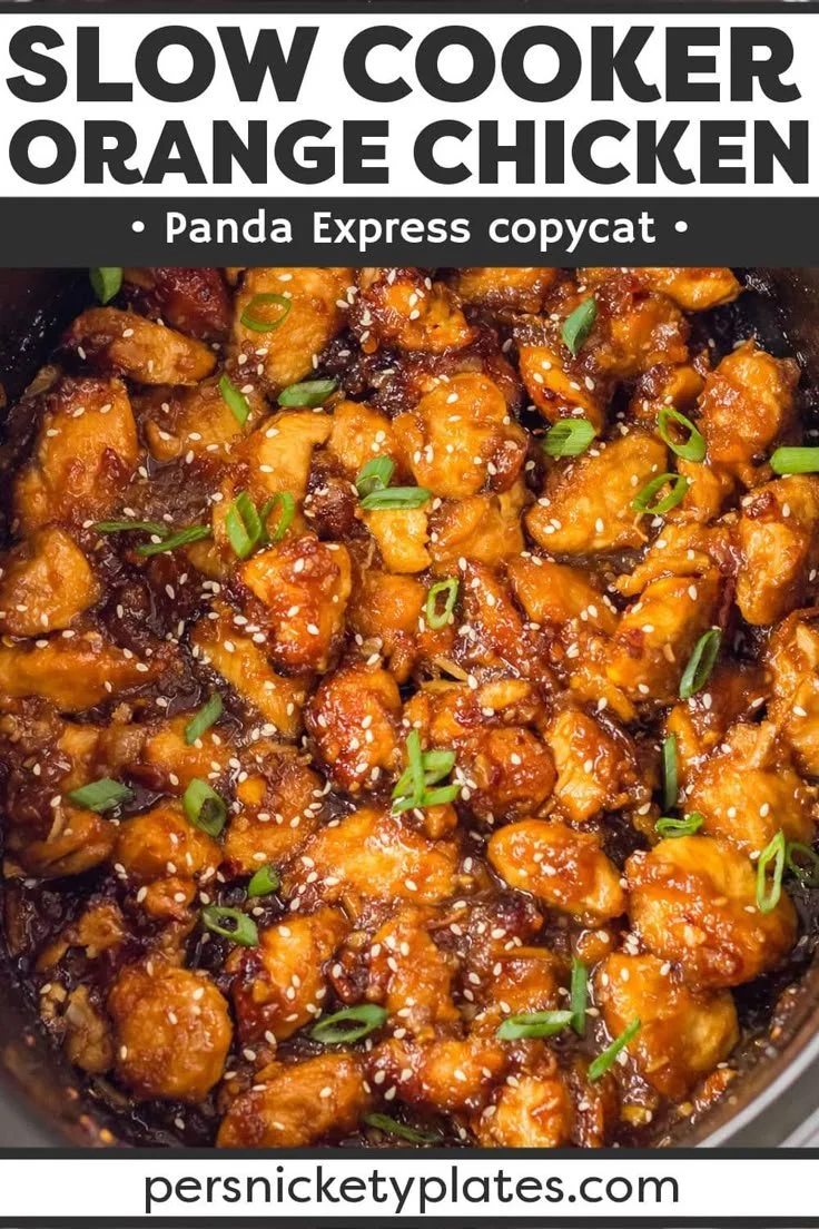 Slow cooker orange chicken recipe inspired by Panda Express