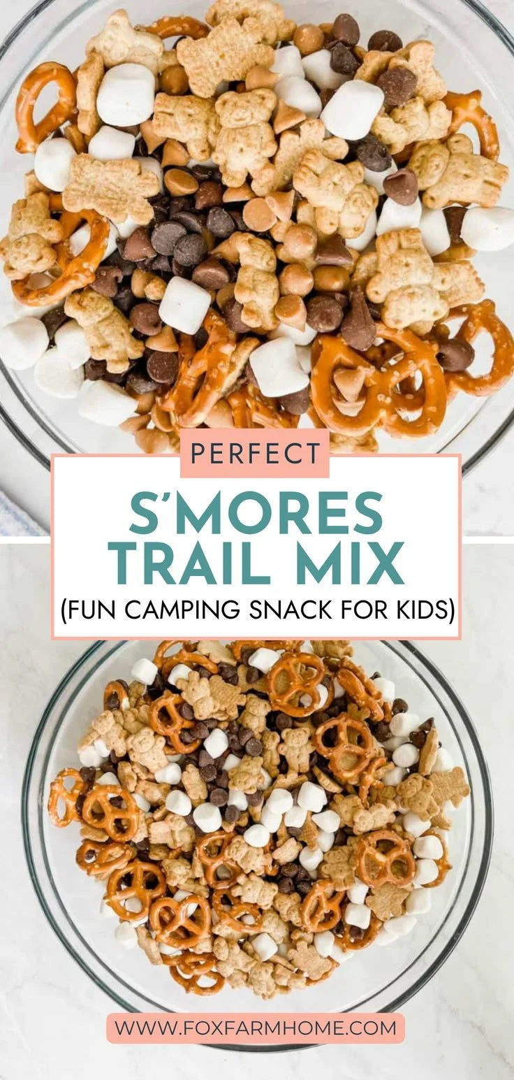 Bowl of Perfect S'mores Trail Mix, perfect camping snack for kids