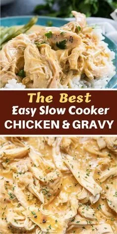 Slow Cooker Chicken and Gravy served in a bowl