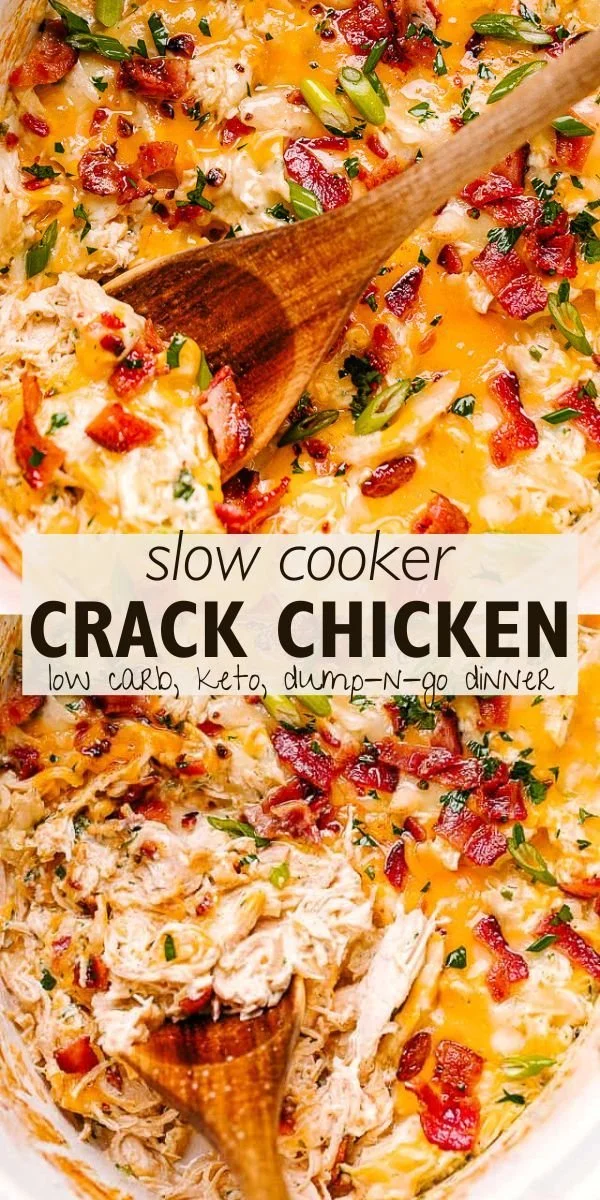 Slow Cooker Crack Chicken in a bowl garnished with green onions
