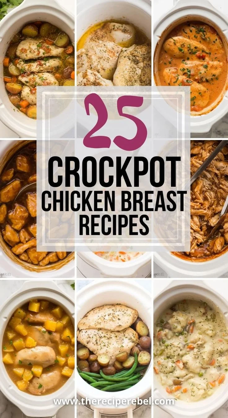 Delicious crockpot chicken breast meals prepared in a slow cooker